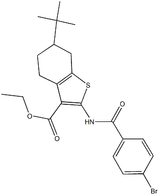 ethyl 2-[(4-bromobenzoyl)amino]-6-tert-butyl-4,5,6,7-tetrahydro-1-benzothiophene-3-carboxylate Struktur