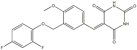 5-{3-[(2,4-difluorophenoxy)methyl]-4-methoxybenzylidene}-2,4,6(1H,3H,5H)-pyrimidinetrione Struktur