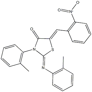 5-{2-nitrobenzylidene}-3-(2-methylphenyl)-2-[(2-methylphenyl)imino]-1,3-thiazolidin-4-one Struktur