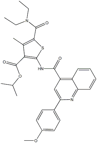 isopropyl 5-[(diethylamino)carbonyl]-2-({[2-(4-methoxyphenyl)-4-quinolinyl]carbonyl}amino)-4-methyl-3-thiophenecarboxylate Struktur