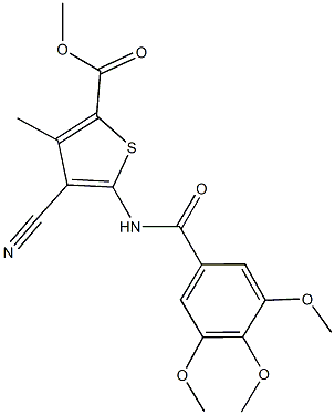 methyl 4-cyano-3-methyl-5-[(3,4,5-trimethoxybenzoyl)amino]-2-thiophenecarboxylate Struktur