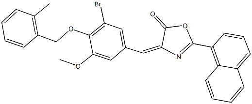 4-{3-bromo-5-methoxy-4-[(2-methylbenzyl)oxy]benzylidene}-2-(1-naphthyl)-1,3-oxazol-5(4H)-one Struktur