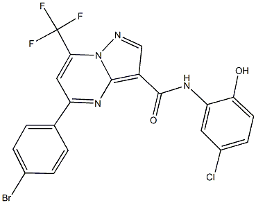 5-(4-bromophenyl)-N-(5-chloro-2-hydroxyphenyl)-7-(trifluoromethyl)pyrazolo[1,5-a]pyrimidine-3-carboxamide Struktur