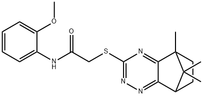 N-(2-methoxyphenyl)-2-[(8,11,11-trimethyl-3,4,6-triazatricyclo[6.2.1.0~2,7~]undeca-2,4,6-trien-5-yl)sulfanyl]acetamide Struktur