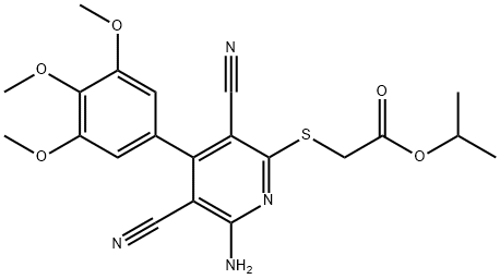 isopropyl 2-{[6-amino-3,5-dicyano-4-(3,4,5-trimethoxyphenyl)-2-pyridinyl]sulfanyl}acetate Struktur