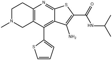 3-amino-N-isopropyl-6-methyl-4-(2-thienyl)-5,6,7,8-tetrahydrothieno[2,3-b][1,6]naphthyridine-2-carboxamide Struktur