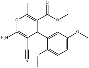 methyl 6-amino-5-cyano-4-(2,5-dimethoxyphenyl)-2-methyl-4H-pyran-3-carboxylate Struktur