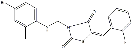 3-[(4-bromo-2-methylanilino)methyl]-5-(2-fluorobenzylidene)-1,3-thiazolidine-2,4-dione Struktur