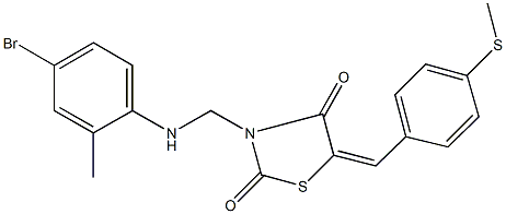 3-[(4-bromo-2-methylanilino)methyl]-5-[4-(methylsulfanyl)benzylidene]-1,3-thiazolidine-2,4-dione Struktur