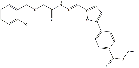 ethyl 4-[5-(2-{[(2-chlorobenzyl)sulfanyl]acetyl}carbohydrazonoyl)-2-furyl]benzoate Struktur