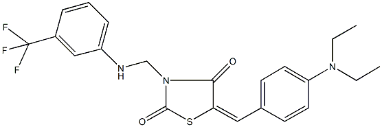 5-[4-(diethylamino)benzylidene]-3-{[3-(trifluoromethyl)anilino]methyl}-1,3-thiazolidine-2,4-dione Struktur