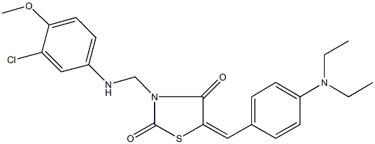 3-[(3-chloro-4-methoxyanilino)methyl]-5-[4-(diethylamino)benzylidene]-1,3-thiazolidine-2,4-dione Struktur