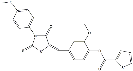 2-methoxy-4-{[3-(4-methoxyphenyl)-4-oxo-2-thioxo-1,3-thiazolidin-5-ylidene]methyl}phenyl 2-thiophenecarboxylate Struktur