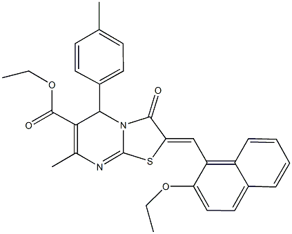 ethyl 2-[(2-ethoxy-1-naphthyl)methylene]-7-methyl-5-(4-methylphenyl)-3-oxo-2,3-dihydro-5H-[1,3]thiazolo[3,2-a]pyrimidine-6-carboxylate Struktur