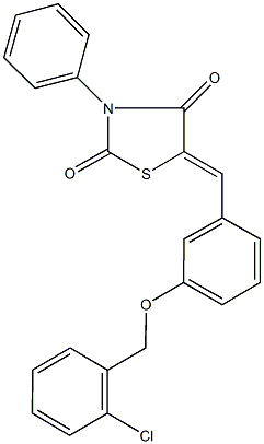 5-{3-[(2-chlorobenzyl)oxy]benzylidene}-3-phenyl-1,3-thiazolidine-2,4-dione Struktur