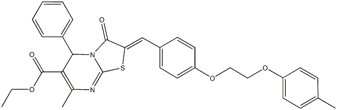 ethyl 7-methyl-2-{4-[2-(4-methylphenoxy)ethoxy]benzylidene}-3-oxo-5-phenyl-2,3-dihydro-5H-[1,3]thiazolo[3,2-a]pyrimidine-6-carboxylate Struktur