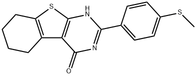 2-[4-(methylsulfanyl)phenyl]-5,6,7,8-tetrahydro[1]benzothieno[2,3-d]pyrimidin-4(3H)-one Struktur