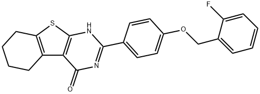 2-{4-[(2-fluorobenzyl)oxy]phenyl}-5,6,7,8-tetrahydro[1]benzothieno[2,3-d]pyrimidin-4(3H)-one Struktur