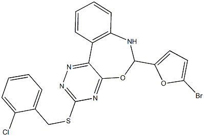 6-(5-bromo-2-furyl)-3-[(2-chlorobenzyl)sulfanyl]-6,7-dihydro[1,2,4]triazino[5,6-d][3,1]benzoxazepine Struktur