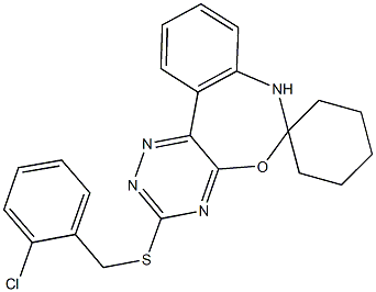 3-[(2-chlorobenzyl)sulfanyl]-6,7-dihydrospiro([1,2,4]triazino[5,6-d][3,1]benzoxazepine-6,1'-cyclohexane) Struktur