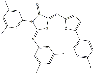 3-(3,5-dimethylphenyl)-2-[(3,5-dimethylphenyl)imino]-5-{[5-(4-fluorophenyl)-2-furyl]methylene}-1,3-thiazolidin-4-one Struktur