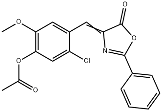 5-chloro-2-methoxy-4-[(5-oxo-2-phenyl-1,3-oxazol-4(5H)-ylidene)methyl]phenyl acetate Struktur