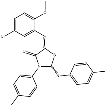 5-(5-chloro-2-methoxybenzylidene)-3-(4-methylphenyl)-2-[(4-methylphenyl)imino]-1,3-thiazolidin-4-one Struktur