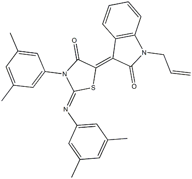 1-allyl-3-{3-(3,5-dimethylphenyl)-2-[(3,5-dimethylphenyl)imino]-4-oxo-1,3-thiazolidin-5-ylidene}-1,3-dihydro-2H-indol-2-one Struktur