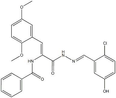 N-[1-{[2-(2-chloro-5-hydroxybenzylidene)hydrazino]carbonyl}-2-(2,5-dimethoxyphenyl)vinyl]benzamide Struktur