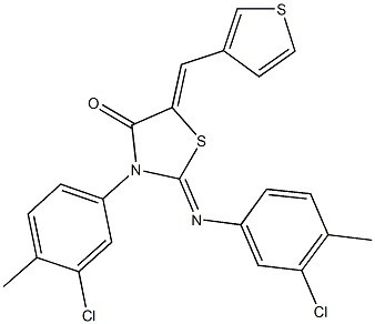 3-(3-chloro-4-methylphenyl)-2-[(3-chloro-4-methylphenyl)imino]-5-(3-thienylmethylene)-1,3-thiazolidin-4-one Struktur