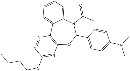 N-{4-[7-acetyl-3-(butylsulfanyl)-6,7-dihydro[1,2,4]triazino[5,6-d][3,1]benzoxazepin-6-yl]phenyl}-N,N-dimethylamine Struktur