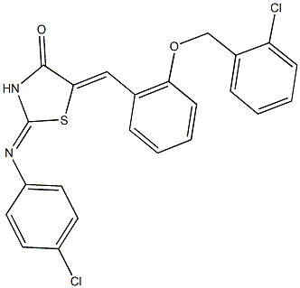 5-{2-[(2-chlorobenzyl)oxy]benzylidene}-2-[(4-chlorophenyl)imino]-1,3-thiazolidin-4-one Struktur