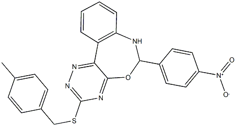 6-{4-nitrophenyl}-3-[(4-methylbenzyl)sulfanyl]-6,7-dihydro[1,2,4]triazino[5,6-d][3,1]benzoxazepine Structure