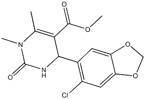 methyl 4-(6-chloro-1,3-benzodioxol-5-yl)-1,6-dimethyl-2-oxo-1,2,3,4-tetrahydro-5-pyrimidinecarboxylate Struktur