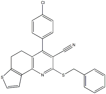 2-(benzylsulfanyl)-4-(4-chlorophenyl)-5,6-dihydrothieno[2,3-h]quinoline-3-carbonitrile Struktur