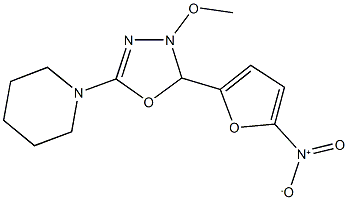 1-(5-{5-nitro-2-furyl}-4-methoxy-4,5-dihydro-1,3,4-oxadiazol-2-yl)piperidine Struktur