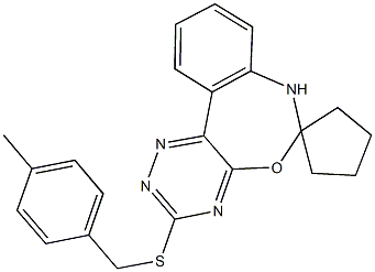 3-[(methylbenzyl)sulfanyl]-6,7-dihydrospiro([1,2,4]triazino[5,6-d][3,1]benzoxazepine-6,1'-cyclopentane) Struktur