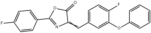 4-(4-fluoro-3-phenoxybenzylidene)-2-(4-fluorophenyl)-1,3-oxazol-5(4H)-one Struktur