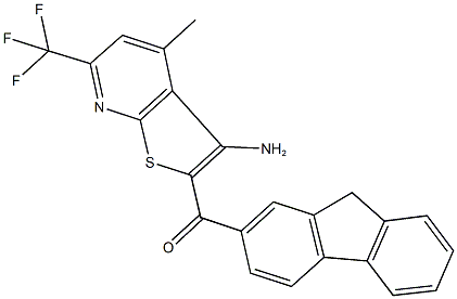 [3-amino-4-methyl-6-(trifluoromethyl)thieno[2,3-b]pyridin-2-yl](9H-fluoren-2-yl)methanone Struktur