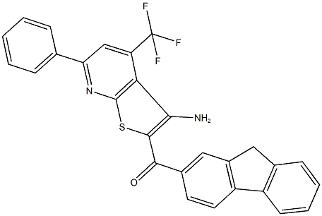 [3-amino-6-phenyl-4-(trifluoromethyl)thieno[2,3-b]pyridin-2-yl](9H-fluoren-2-yl)methanone Struktur