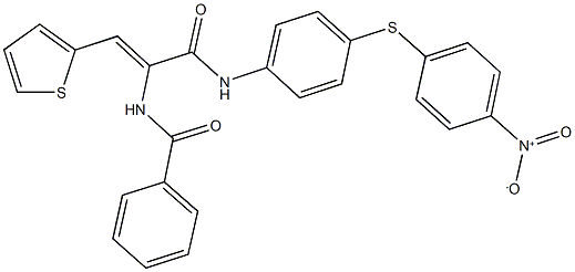 N-[1-{[4-({4-nitrophenyl}sulfanyl)anilino]carbonyl}-2-(2-thienyl)vinyl]benzamide Struktur