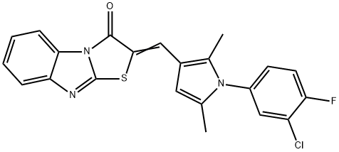 2-{[1-(3-chloro-4-fluorophenyl)-2,5-dimethyl-1H-pyrrol-3-yl]methylene}[1,3]thiazolo[3,2-a]benzimidazol-3(2H)-one Struktur