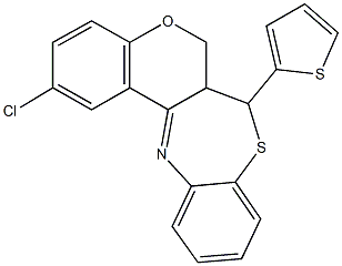 2-chloro-7-(2-thienyl)-6a,7-dihydro-6H-chromeno[3,4-c][1,5]benzothiazepine Struktur