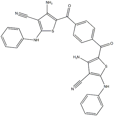 4-amino-5-(4-((3-amino-5-anilino-4-cyanothien-2-yl)carbonyl)benzoyl)-2-anilinothiophene-3-carbonitrile Struktur