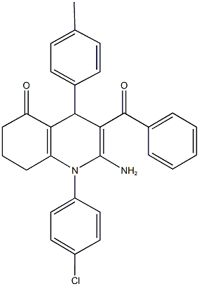 2-amino-3-benzoyl-1-(4-chlorophenyl)-4-(4-methylphenyl)-4,6,7,8-tetrahydro-5(1H)-quinolinone Struktur