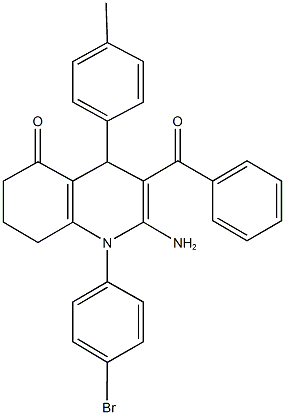 2-amino-3-benzoyl-1-(4-bromophenyl)-4-(4-methylphenyl)-4,6,7,8-tetrahydro-5(1H)-quinolinone Struktur