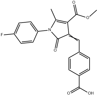 4-{[1-(4-fluorophenyl)-4-(methoxycarbonyl)-5-methyl-2-oxo-1,2-dihydro-3H-pyrrol-3-ylidene]methyl}benzoic acid Struktur