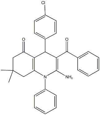 2-amino-3-benzoyl-4-(4-chlorophenyl)-7,7-dimethyl-1-phenyl-4,6,7,8-tetrahydro-5(1H)-quinolinone Struktur