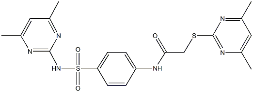 N-(4-{[(4,6-dimethyl-2-pyrimidinyl)amino]sulfonyl}phenyl)-2-[(4,6-dimethyl-2-pyrimidinyl)sulfanyl]acetamide Struktur