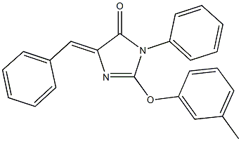 5-benzylidene-2-(3-methylphenoxy)-3-phenyl-3,5-dihydro-4H-imidazol-4-one Struktur